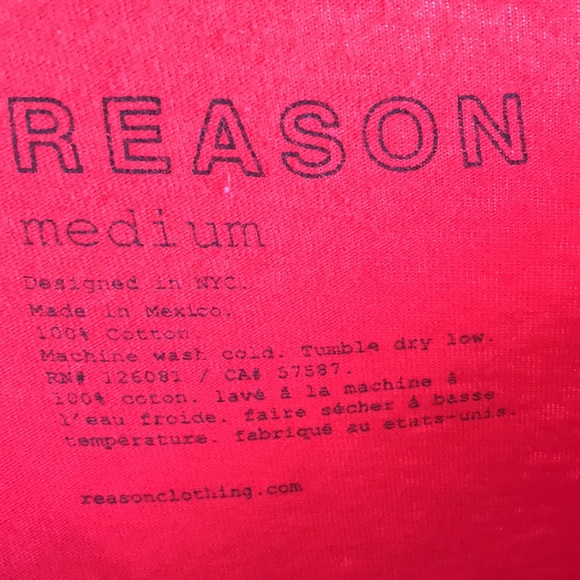 Reason brand Sz Medium Tee red cotton long sleeves Power to the People graphics - Picture 6 of 10